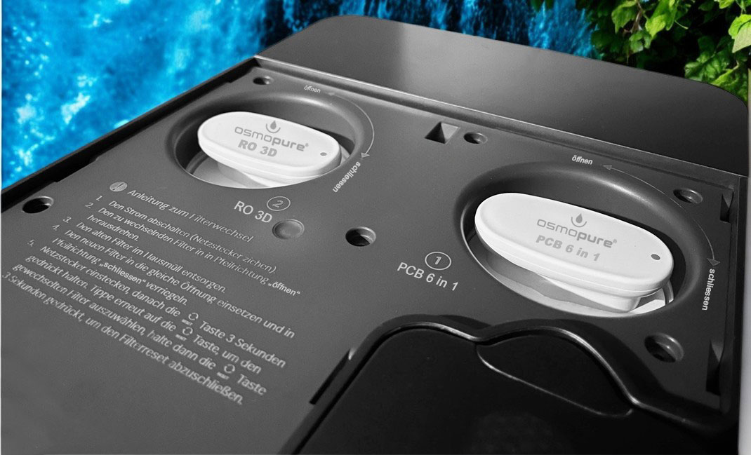 Einfacher Filterfechsel bei der SMT 7000 Auftisch Osmoseanlage, Osmoseanlage Tischgerät in der Küche