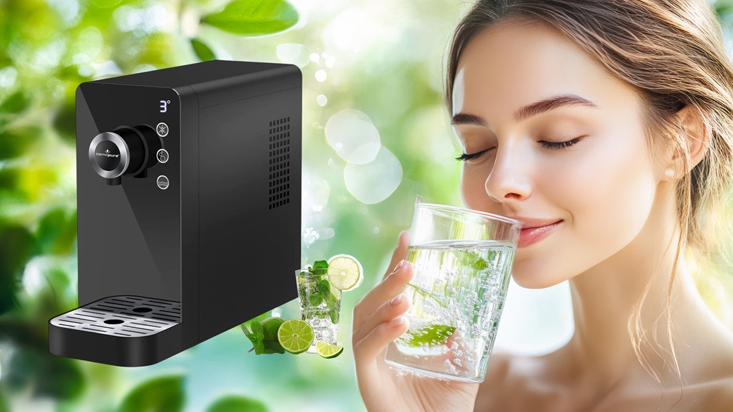 Sprudelwasser, Solawasser, Tafelwasser mit Kühlfunktion. Sodawasser Tischgerät für Küche, Büro, Camping, Haushalt